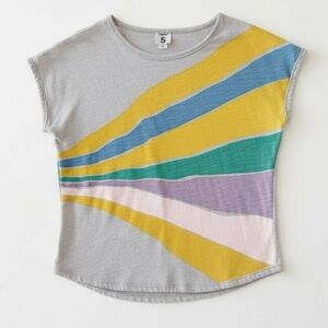 Stem Girls Rainbow Sunburst Graphic Tee Size 5 Gray Yellow
